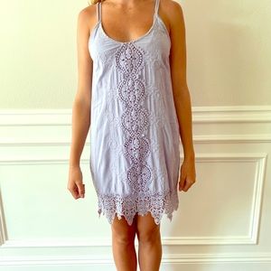 Nightcap linen mini dress with under slip dress